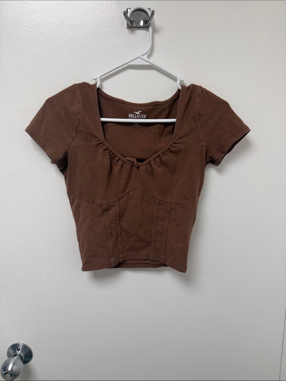 Hollister Chocolate Brown Scoop-Neck Crop Top